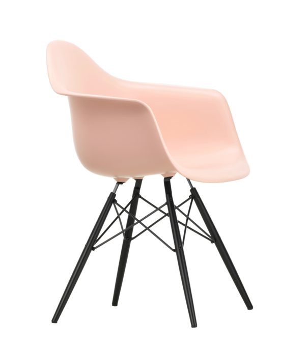 Vitra  Vitra Eames DAW Plastic Stoel met arm, zwart esdoorn onderstel