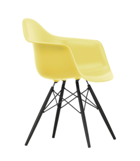 Vitra Eames DAW Plastic Stoel met arm, zwart esdoorn onderstel