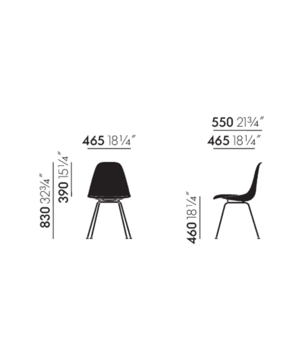 Vitra  Eames DSX Plastic Side Chair, black tube base