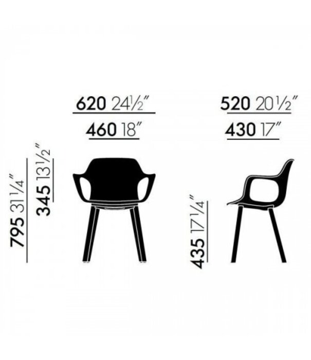 Vitra  Vitra - Hal RE Armchair Wood voet donker eiken