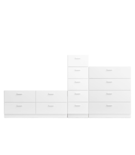 String One low, One tall, One Wide Relief drawer with plinth