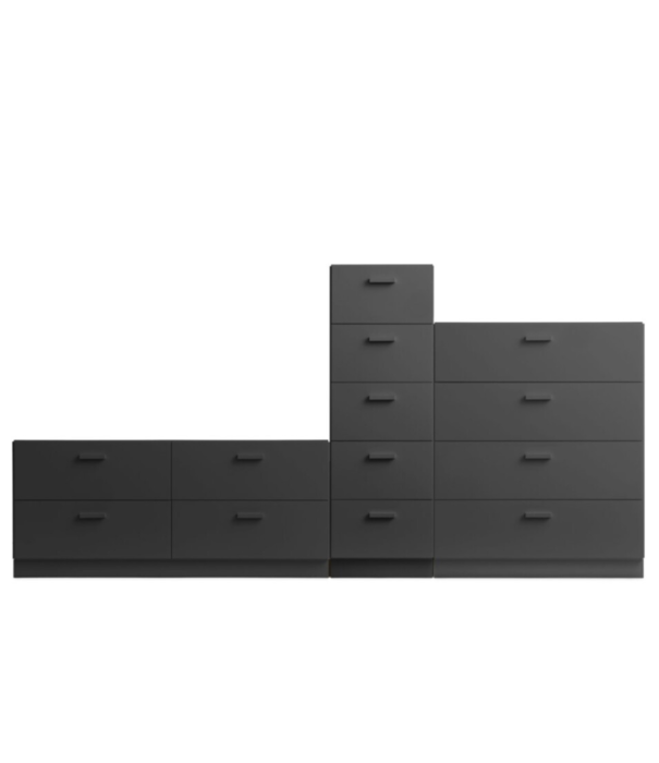 String  Furniture String One low, one tall, one wide Relief drawer with plinth