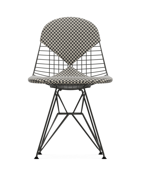 Vitra   Eames Wire DKR-2 Chair black, seat cushions Checker