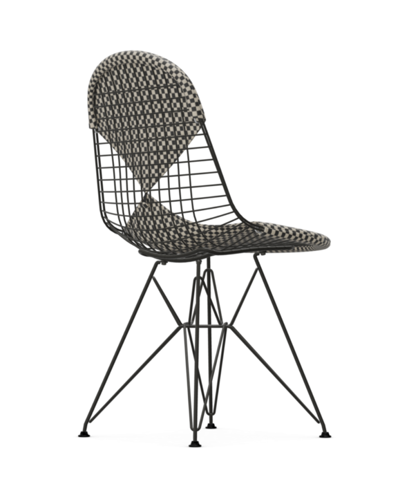 Vitra   Eames Wire DKR-2 Chair black, seat cushions Checker