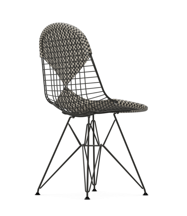 Vitra  Vitra - Wire Chair DKR 2 zwart - stof Checkers