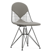 Eames Wire DKR-2 Chair black, seat cushions Checker