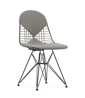 Vitra - Wire Chair DKR-2 zwart, zit / rug kussen Checkers