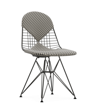 DKR-2 Wire Stoel zwart, zitkussen Checker