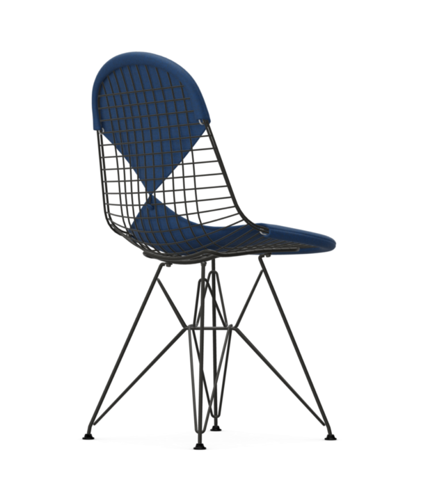 Vitra  Vitra - Wire Chair DKR 2 zwart  - stof blauw/bruin