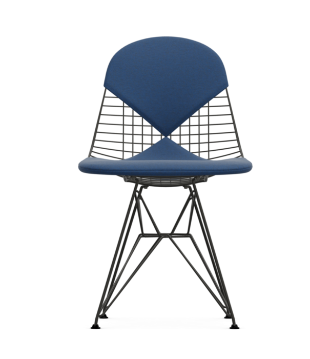 Vitra  Vitra - Wire Chair DKR 2 black - fabric blue/brown