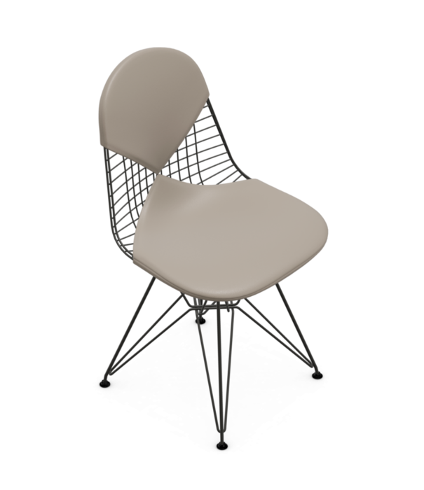 Vitra  Eames Wire DKR-2 Chair black, seat cushion sand leather
