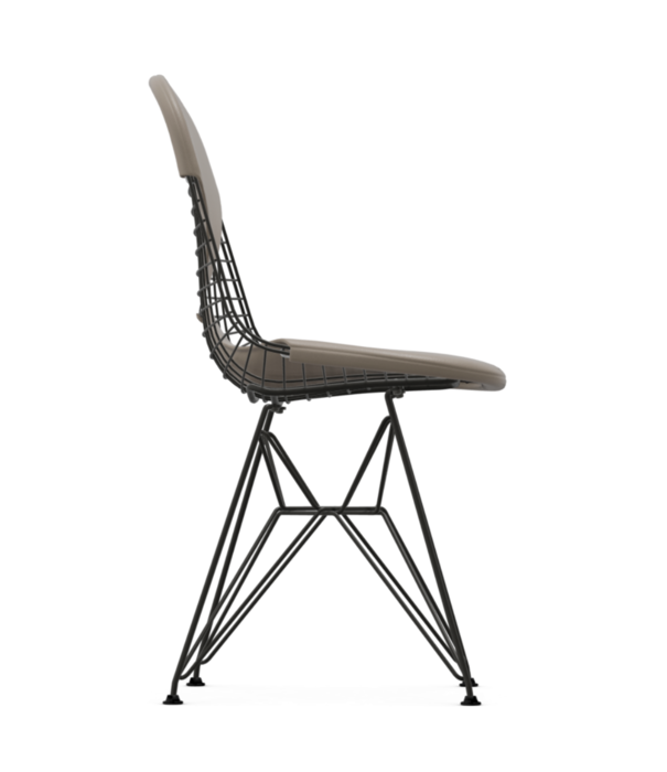 Vitra  Eames Wire DKR-2 Chair black, seat cushion sand leather