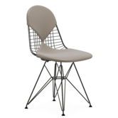 Eames Wire DKR-2 Chair black, seat cushion sand leather