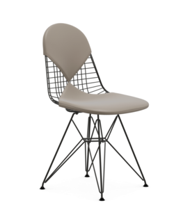 Vitra Eames Wire DKR-2 Chair black, seat cushion sand leather