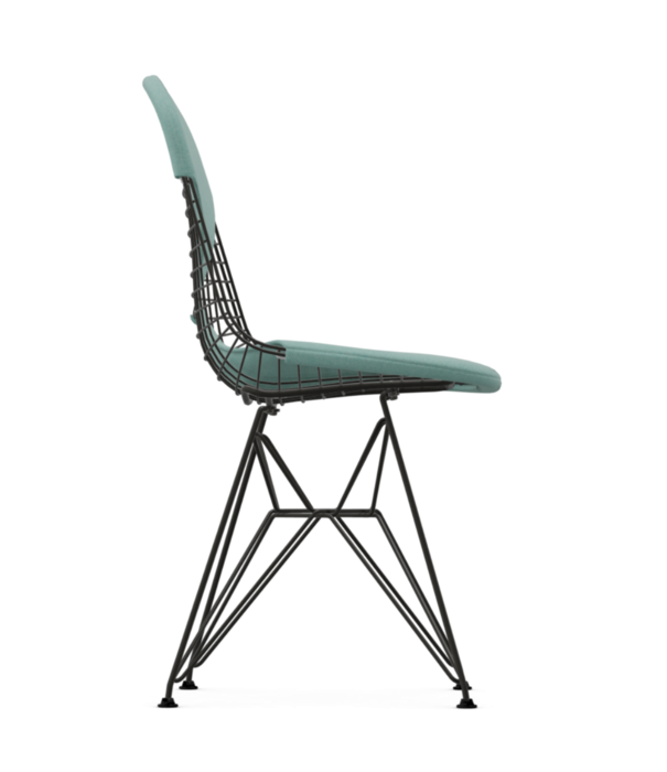 Vitra  Eames Wire DKR-2 Stoel zwart, zitkussen Hopsak mint - ivoor