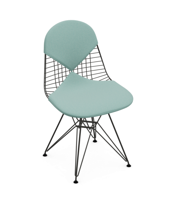 Vitra  Vitra - Wire Chair DKR-2 black , seat / back cushion Hopsak mint-ivory