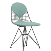 Vitra - Wire Chair DKR-2 black , seat / back cushion Hopsak mint-ivory