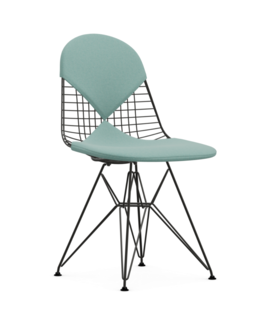 Vitra - Wire Chair DKR-2 black , seat / back cushion Hopsak mint-ivory