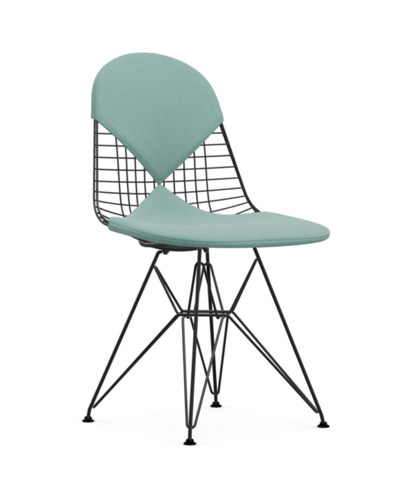 Vitra  Vitra - Wire Chair DKR-2 zwart , zit / rug kussen Hopsak mint-ivoor
