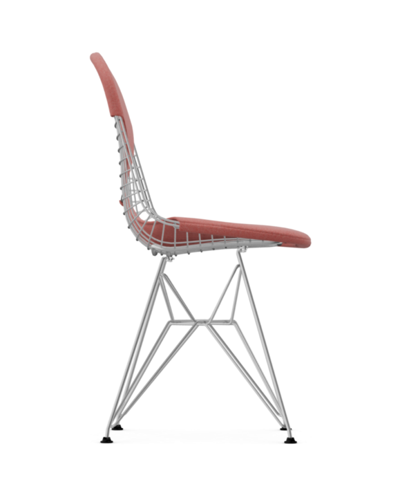 Vitra  Eames Wire DKR -2 Chair chrome, seat cushion Hopsak poppy red - ivory