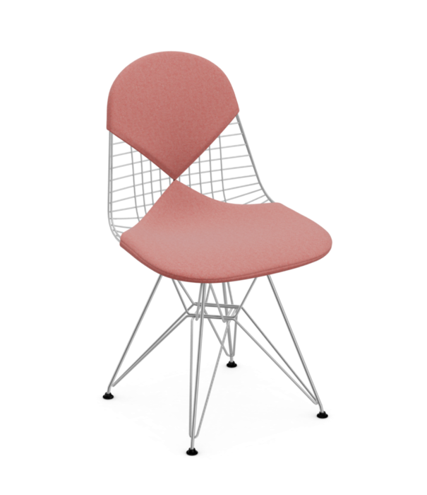 Vitra  Eames Wire Chair DKR -2 chrome, Hopsak poppy red - ivory