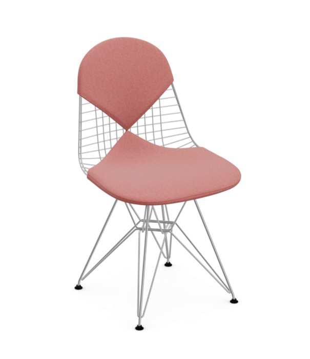 Vitra  Vitra - Wire Chair DKR -2 chromed, seat / back cushion Hopsak poppy red-ivory