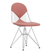 Vitra Eames Wire DKR -2 Chair chrome, seat cushion Hopsak poppy red - ivory