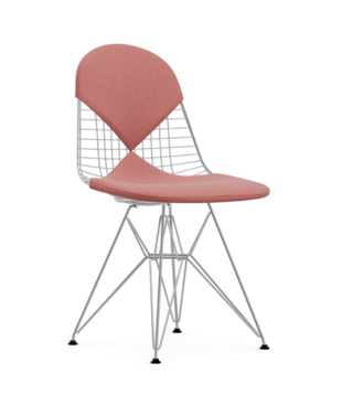 Vitra Eames Wire DKR -2 Stoel chrome, zitkussen Hopsak poppy red - ivory