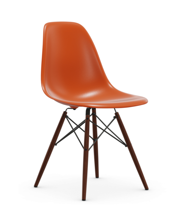 Vitra  Vitra - Eames Plastic Side Chair RE DSW, onderstel donker esdoorn