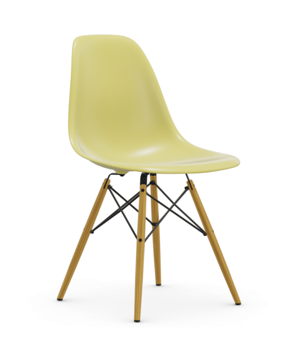 Vitra  DSW Plastic Eetkamerstoel, goud esdoorn onderstel