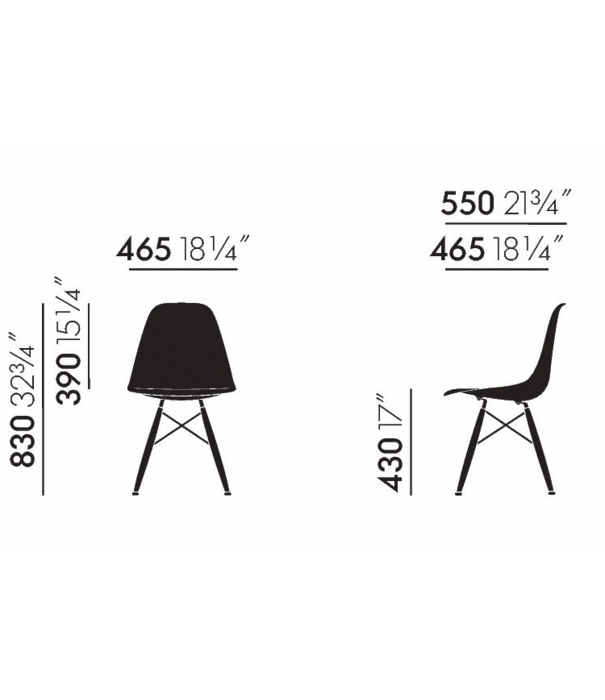 Vitra  Vitra - Eames Plastic Side Stoel RE DSW onderstel essen