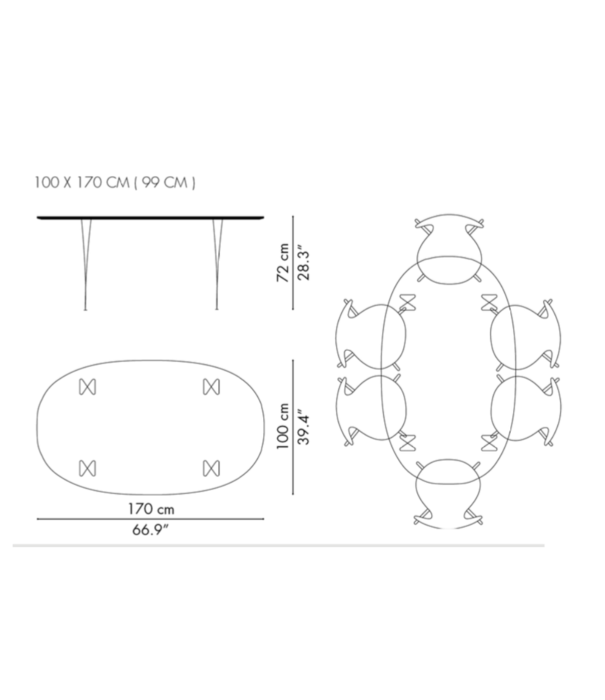 Fritz Hansen Fritz Hansen B612 Superellipse eet / vergader tafel Fenix laminaat