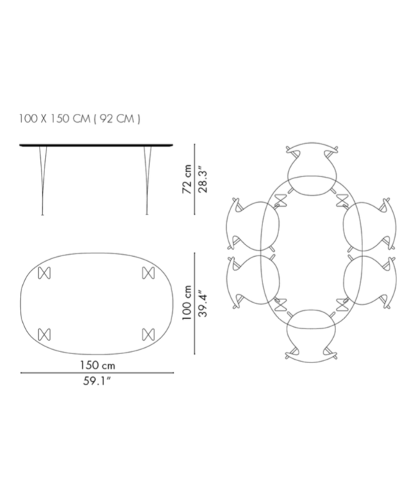 Fritz Hansen  Fritz Hansen B612 Superellipse dining / meeting table Fenix laminate