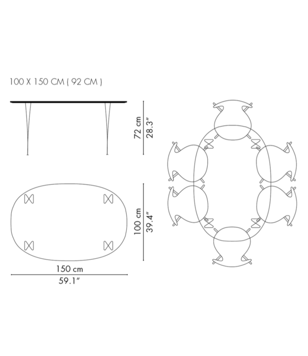 Fritz Hansen  Fritz Hansen B612 Superellipse eet / vergader tafel Fenix laminaat