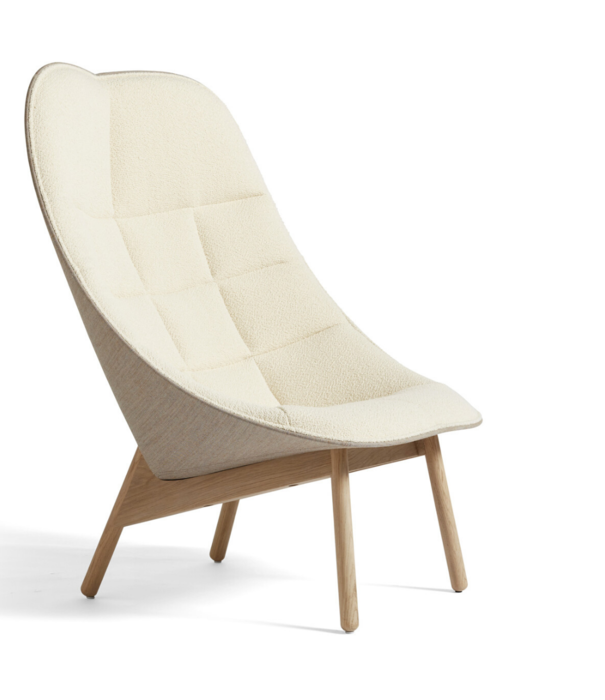 Hay  Uchiwa Quilted lounge stoel voorkant Hallingdal 126 grijs, Sierra zwart leer