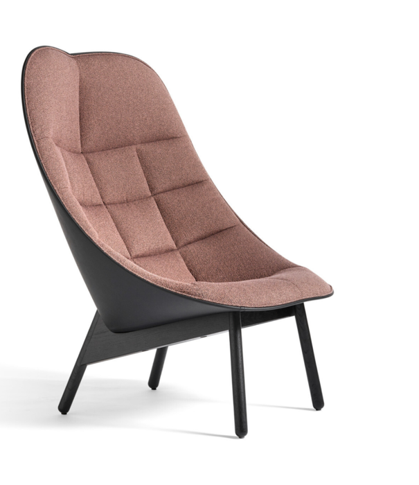 Hay  Uchiwa Quilted lounge chair front Hallingdal 126,  black Sierra leather