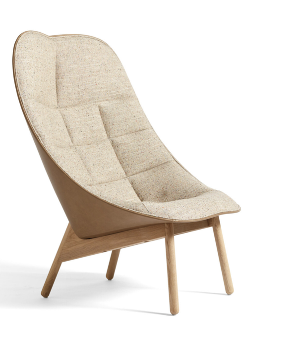 Hay  Uchiwa Quilted lounge stoel voorkant Hallingdal 126 grijs, Sierra zwart leer