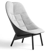 Uchiwa Quilted lounge chair front Hallingdal 126,  black Sierra leather