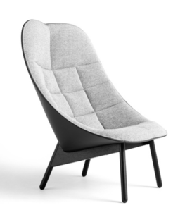 Uchiwa Quilted Lounge Stoel voorkant Hallingdal 126 grijs, Sierra zwart leer