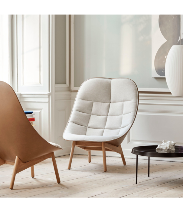 Hay  Uchiwa Uchiwa Quilted lounge chair front Bolgheri, nougat leather
