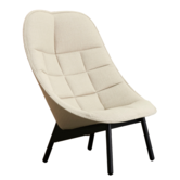 Hay Uchiwa - Uchiwa Quilted lounge chair front Maglia Cream, base black oak