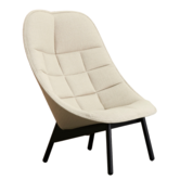 Hay Uchiwa - Uchiwa Quilted lounge stoel front Maglia Cream, voet zwart eiken