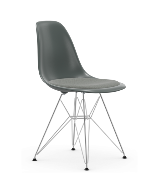 Vitra  Vitra Eames DSR Stoel met zitkussen, chrome onderstel
