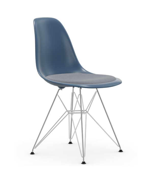 Vitra  Vitra - Eames Plastic Side Chair RE DSR met zitkussen Hopsak, chroom