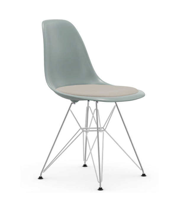 Vitra  Vitra - Eames Plastic Side Chair RE DSR with seat cushion Hopsak, chrome