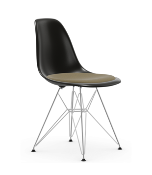 Vitra - Eames Plastic Side Chair RE DSR with seat cushion, base chrome