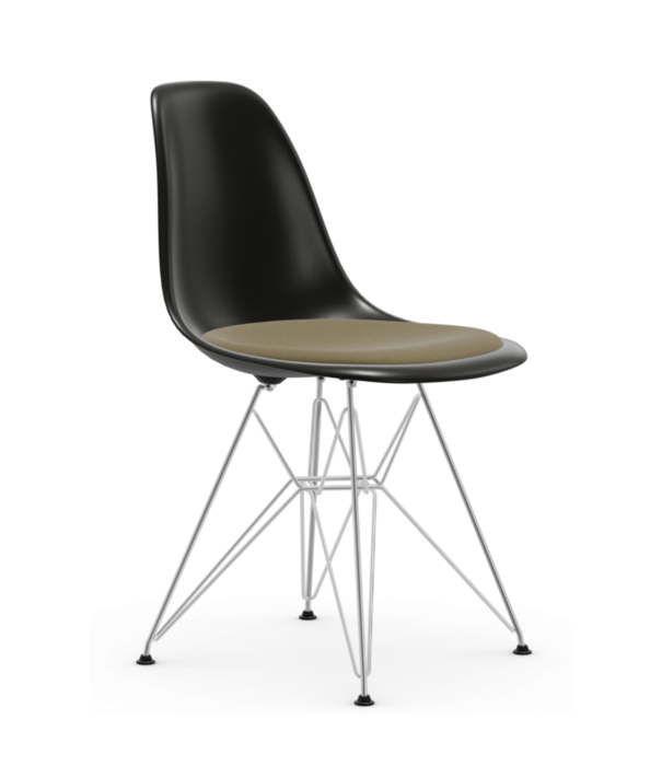 Vitra  Vitra - Eames Plastic Side Chair RE DSR met zitkussen Hopsak, chroom