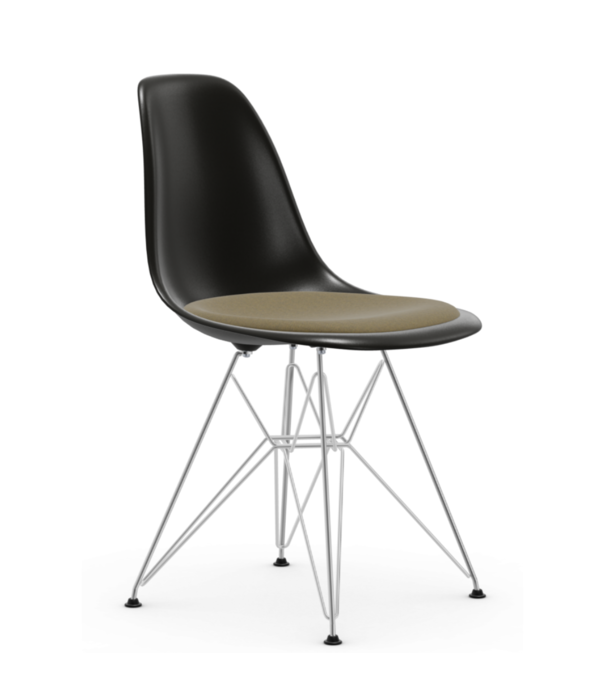 Vitra  Vitra - Eames Plastic Side Chair RE DSR with seat cushion Hopsak, chrome