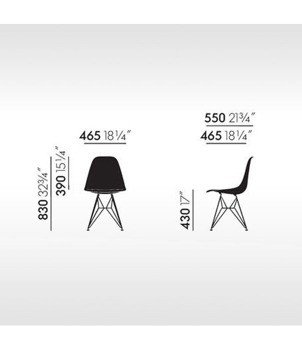 Vitra  Vitra - Eames Plastic Side Chair RE DSR with seat cushion Hopsak, chrome