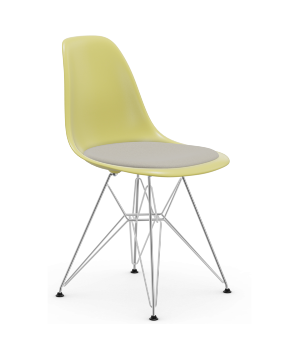 Vitra  Eames Plastic DSR Side Chair with seat cushion Hopsak, chrome